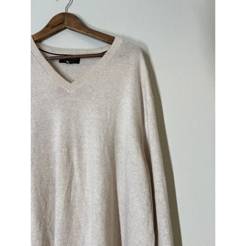 Banana Republic 100% Merino Wool Tan V Neck Sweater Mens Sz XXL Old Money
